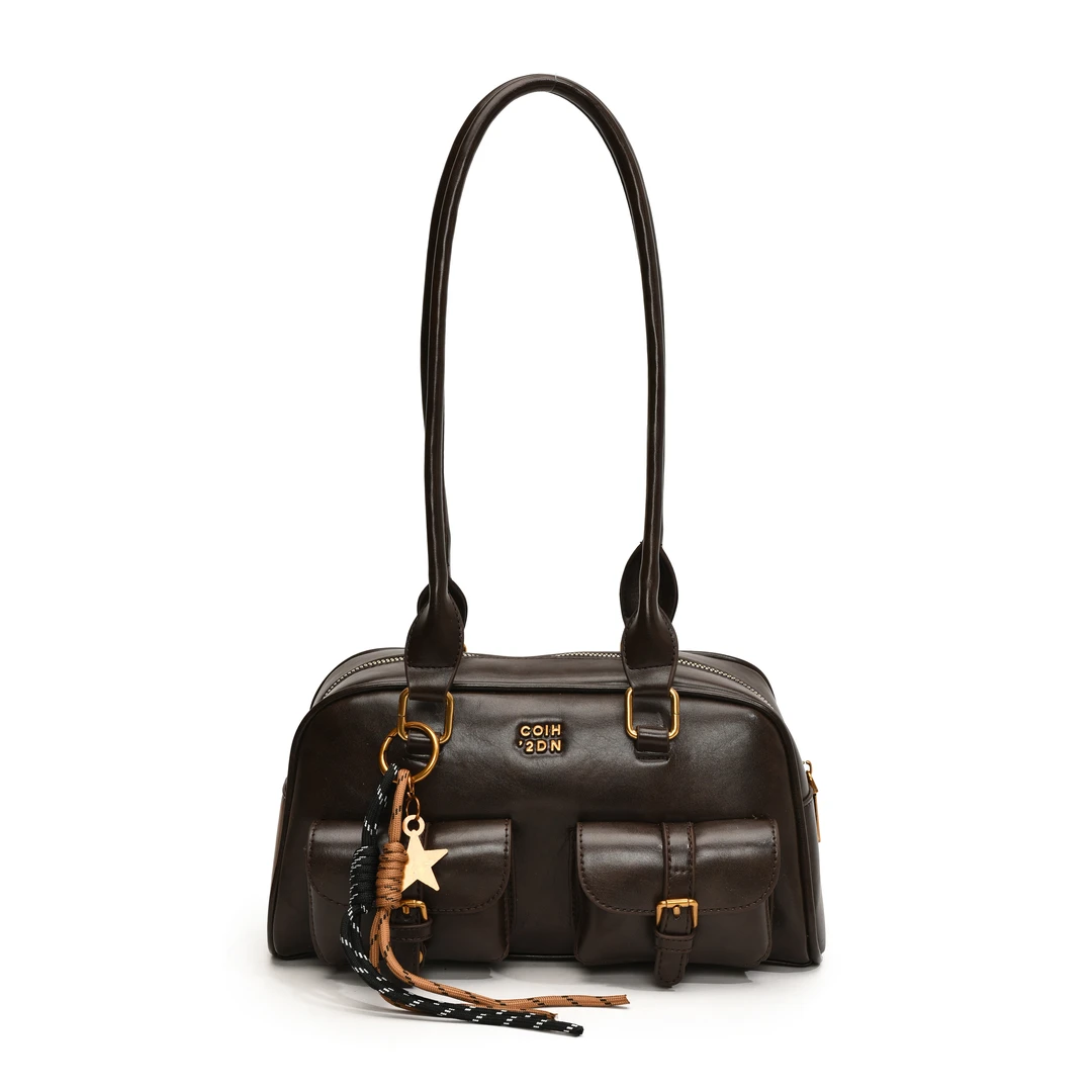 8508复古手提保龄球包女2024秋冬季新款潮韩国腋下包大容量通勤包