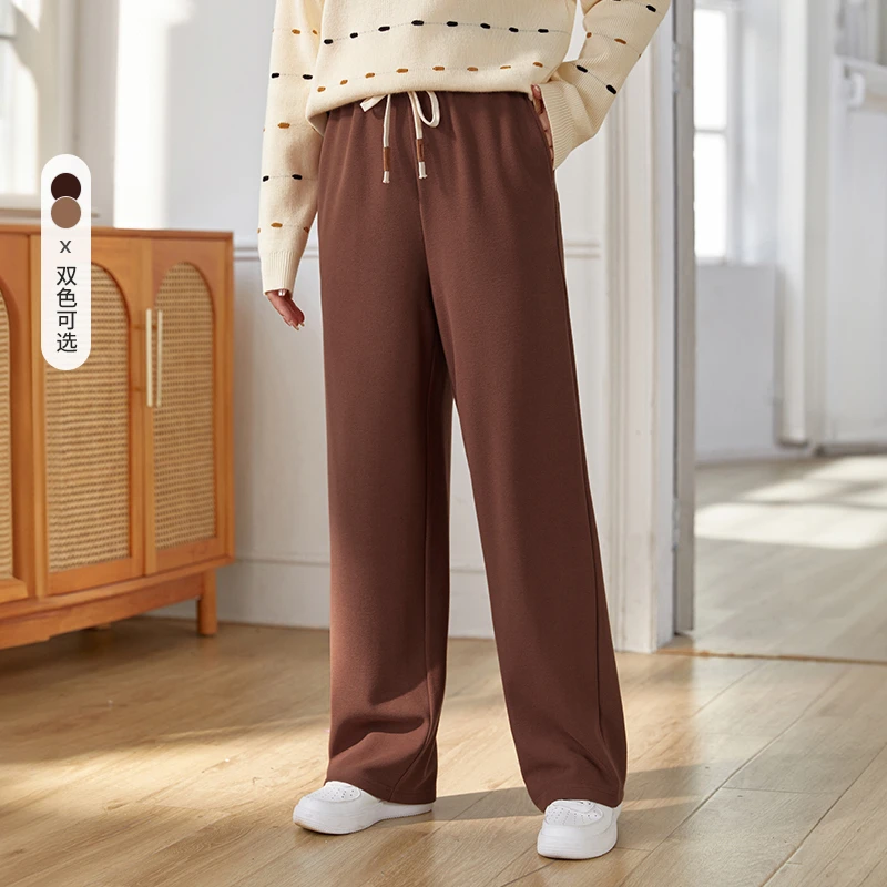 【直筒遮胯】E纤莉秀大码女装胖mm休闲宽松抽绳松紧腰裤子QI5648