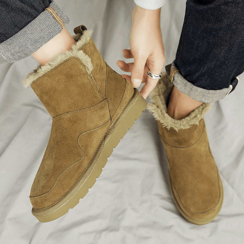 雪地靴男款冬季零下40度加绒加厚真皮毛一体面包鞋抗寒保暖棉鞋男