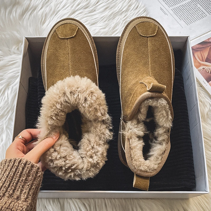 冬季雪地靴男士加绒加厚防水防滑户外保暖防寒大棉鞋真皮面包鞋子