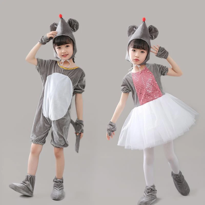 梦梳年六一儿童小老鼠演出服装吃辣椒表演动物男女幼儿园猫咪小兔