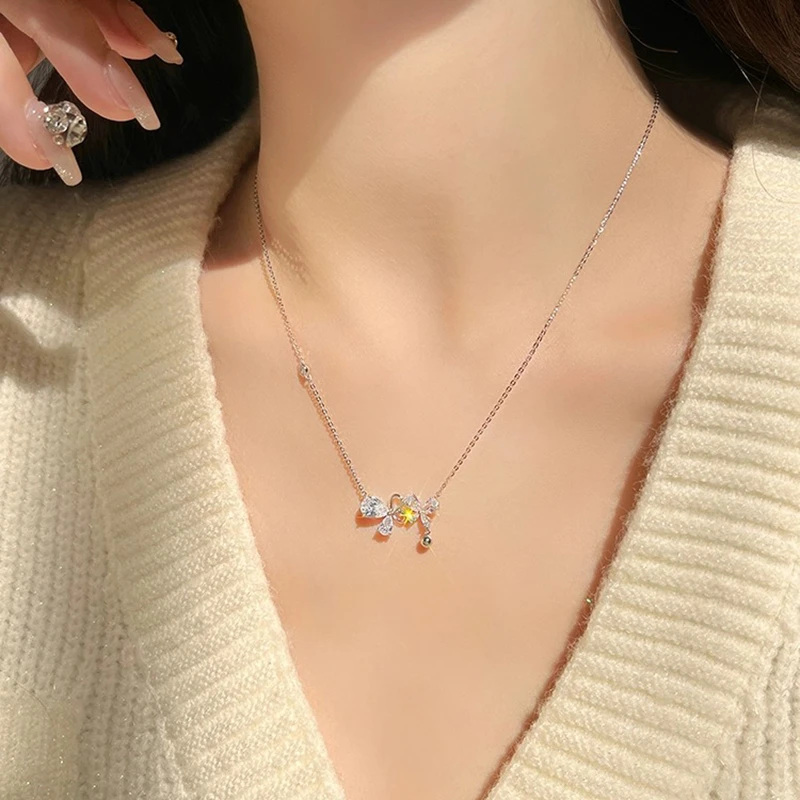 坠链均足银 梦幻蝴蝶项链女轻奢小众锁骨链七夕情人节礼物送女友