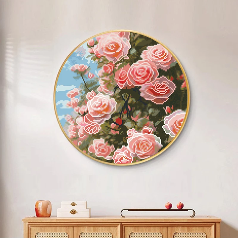 满绣十字绣2024新款客厅线绣自己绣高清精准印花现代花卉刺绣