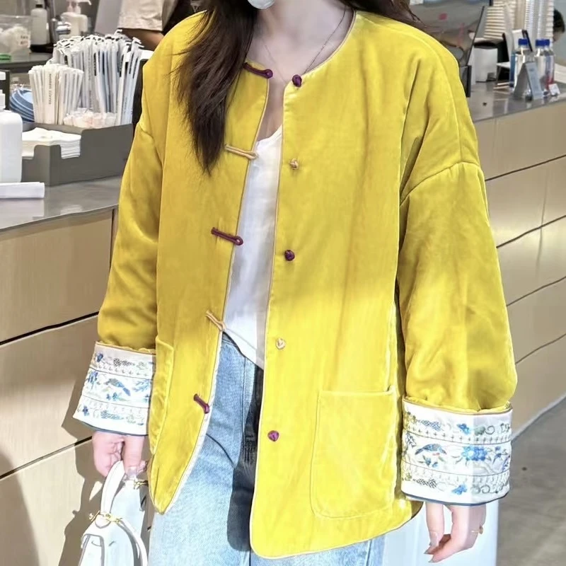 君姐甄选！新中式【江南春好色】真丝丝绒拼重工刺绣袖口双面穿外套