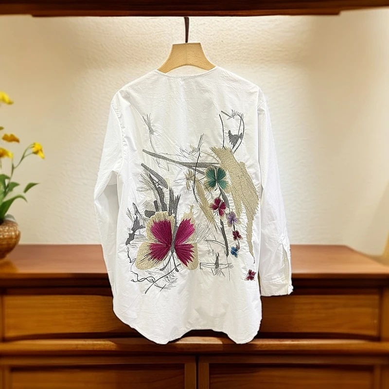 君姐推荐！【花蝶缤纷】重工刺绣双层宽松百搭上衣