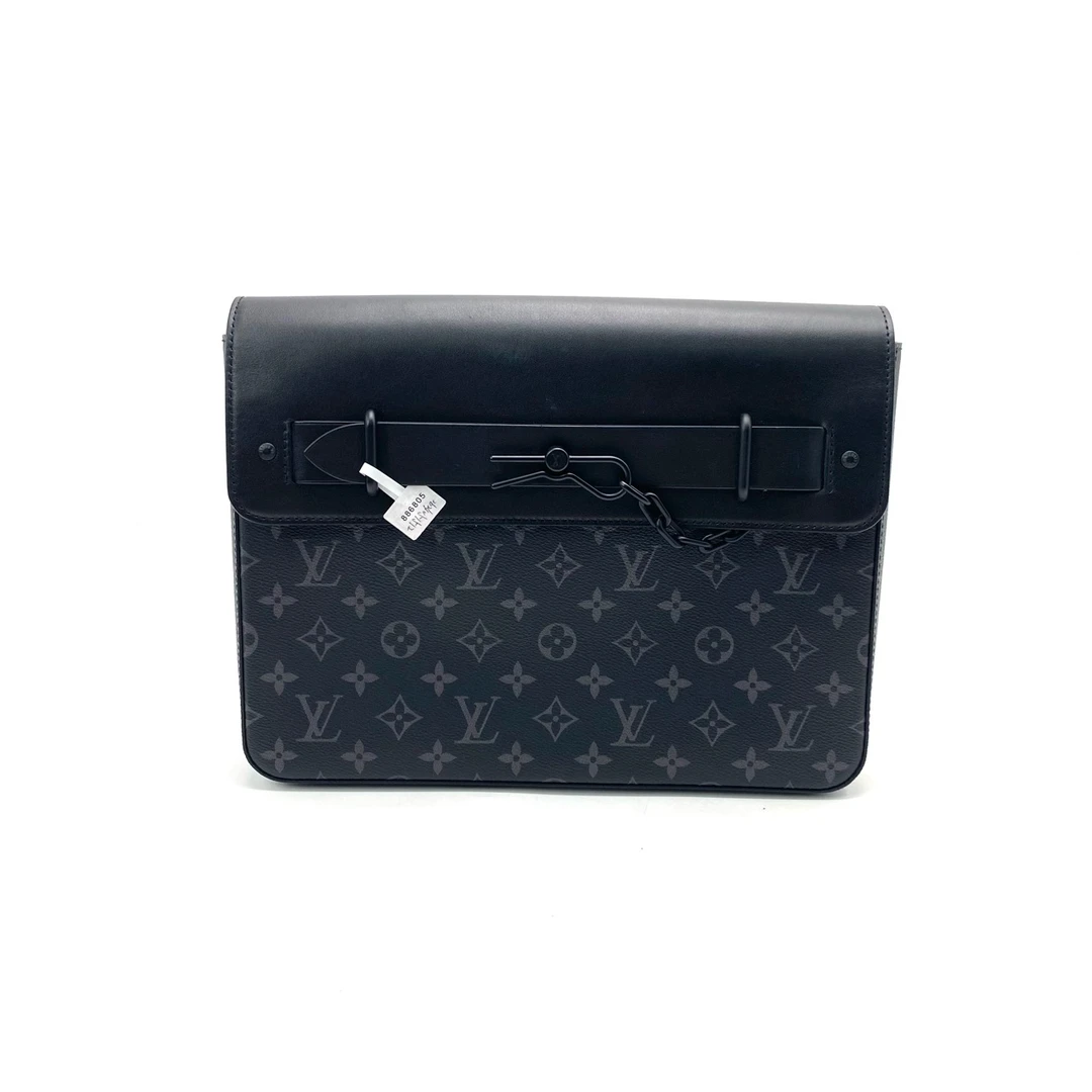 95新 LouisVuitton/路易威登 98新黑老花steamer手拿包 尺寸32/23