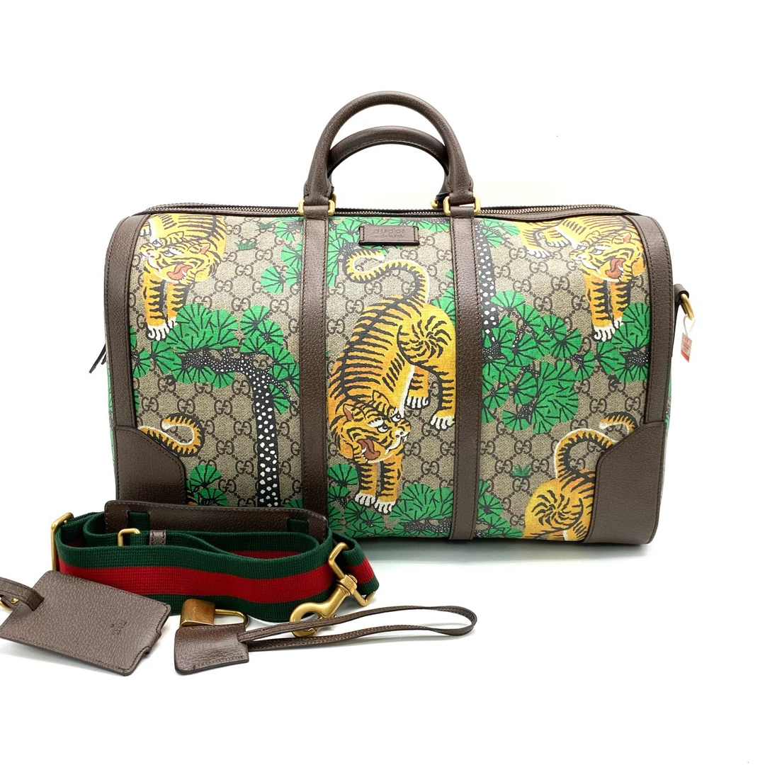 99新 GUCCI/古驰 限量 孟加拉虎 印花旅行袋 尺寸45/27 时尚彩绘