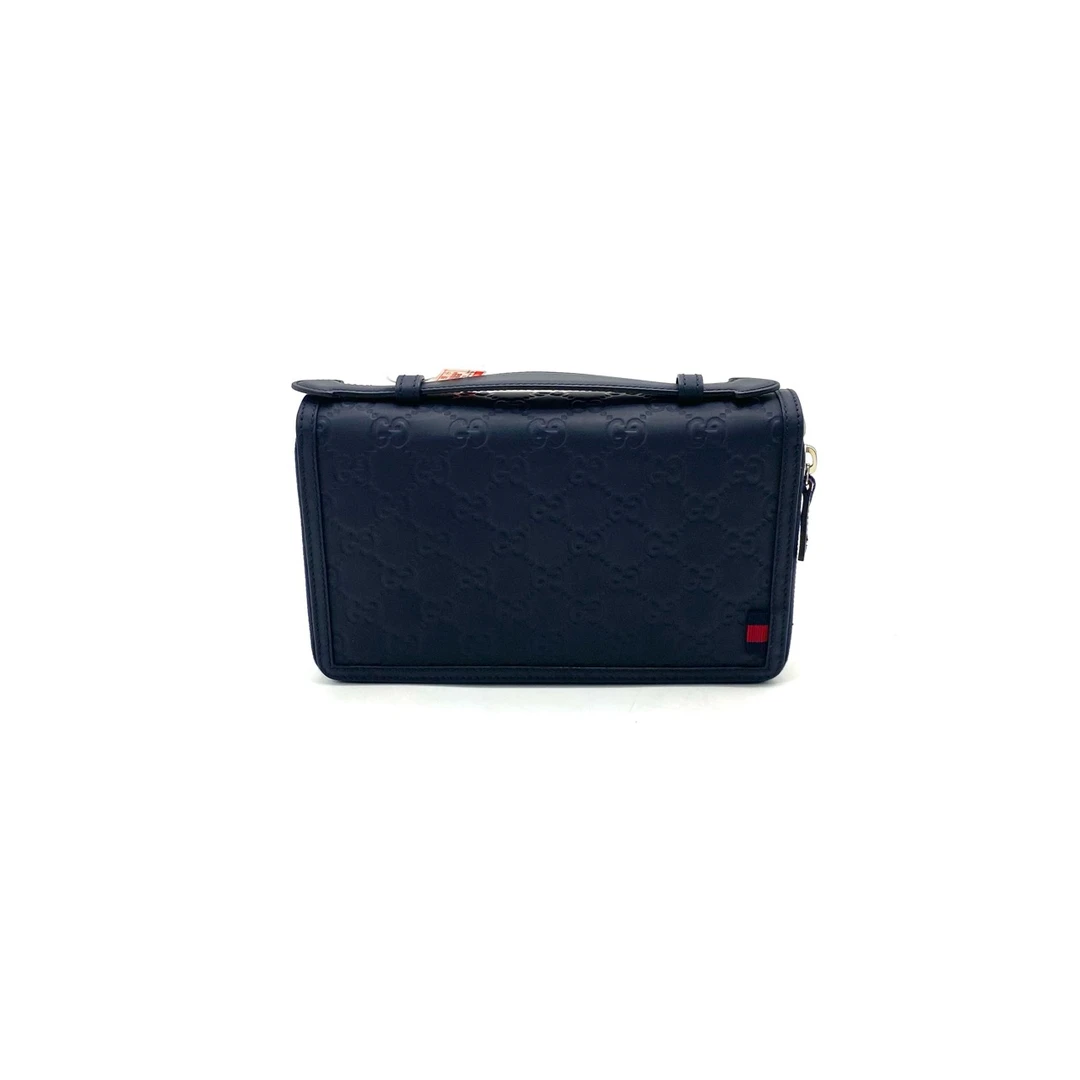 95新 GUCCI/古驰 98新 黑色全皮压花 手拿包 尺寸21/12 男士 压纹