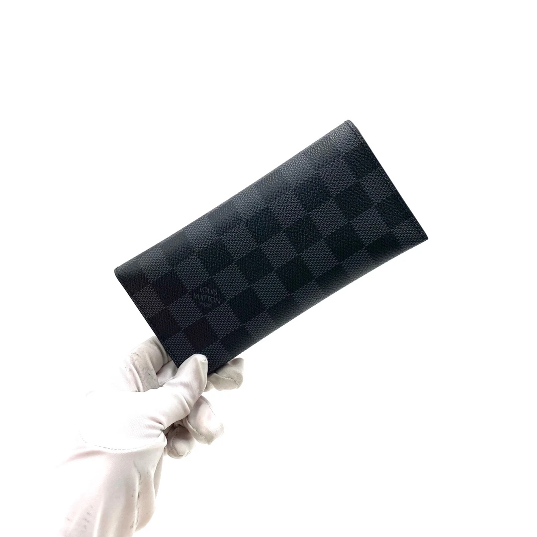 全新未使用 LouisVuitton/路易威登 黑棋盘格对折卡包 尺寸16/8