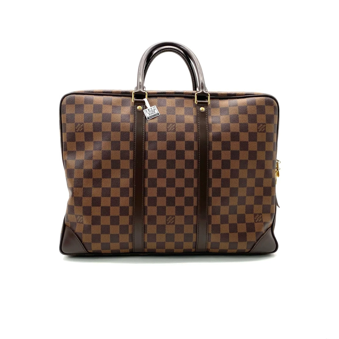 95新 LouisVuitton/路易威登 棕棋盘格手提公文包 尺寸40/30