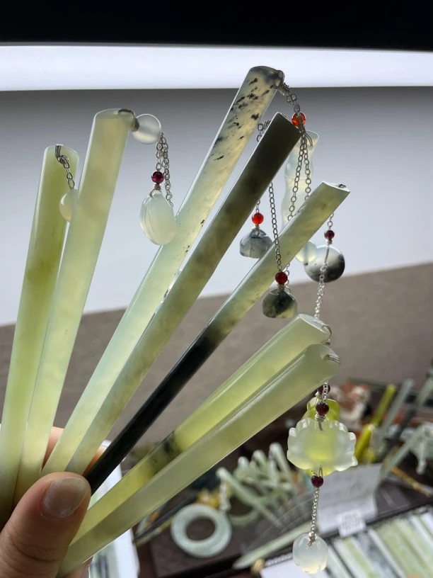 岫玉发簪手工头饰流苏款（多样性发货）随机发