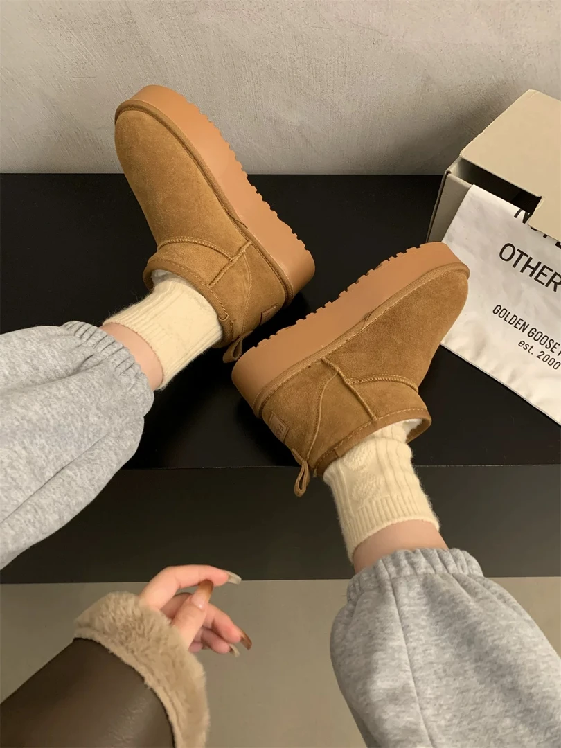 2024厚底加绒雪地靴女