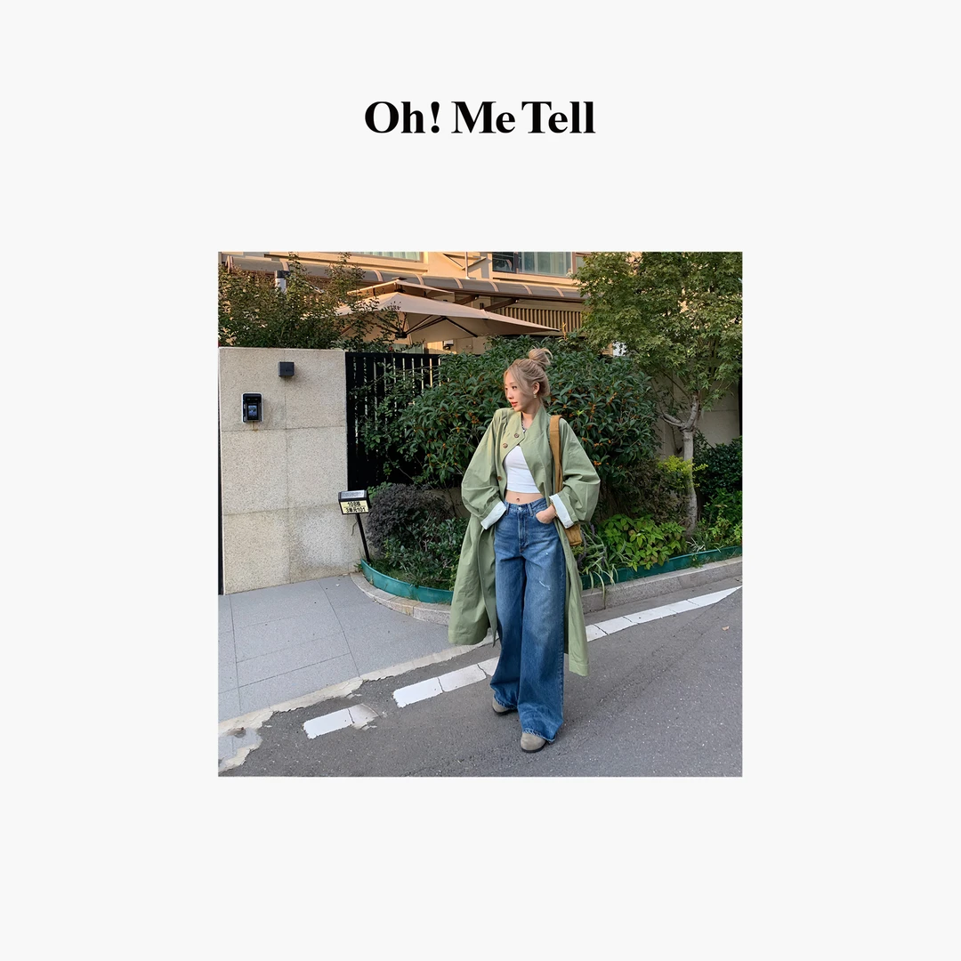 Oh！Me Tell【蜜桃定制白百何同款】慵懒宽松廓形单排扣长款风衣外套