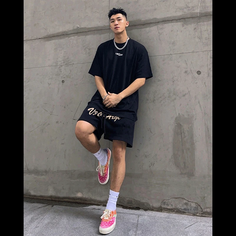 美式直筒抽绳训练运动大码短裤男款夏季休闲潮牌篮球健身五分裤子