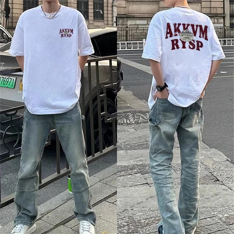 夏季款美式复古短袖T恤男街头宽松痞帅潮牌休闲百搭薄款男士上衣