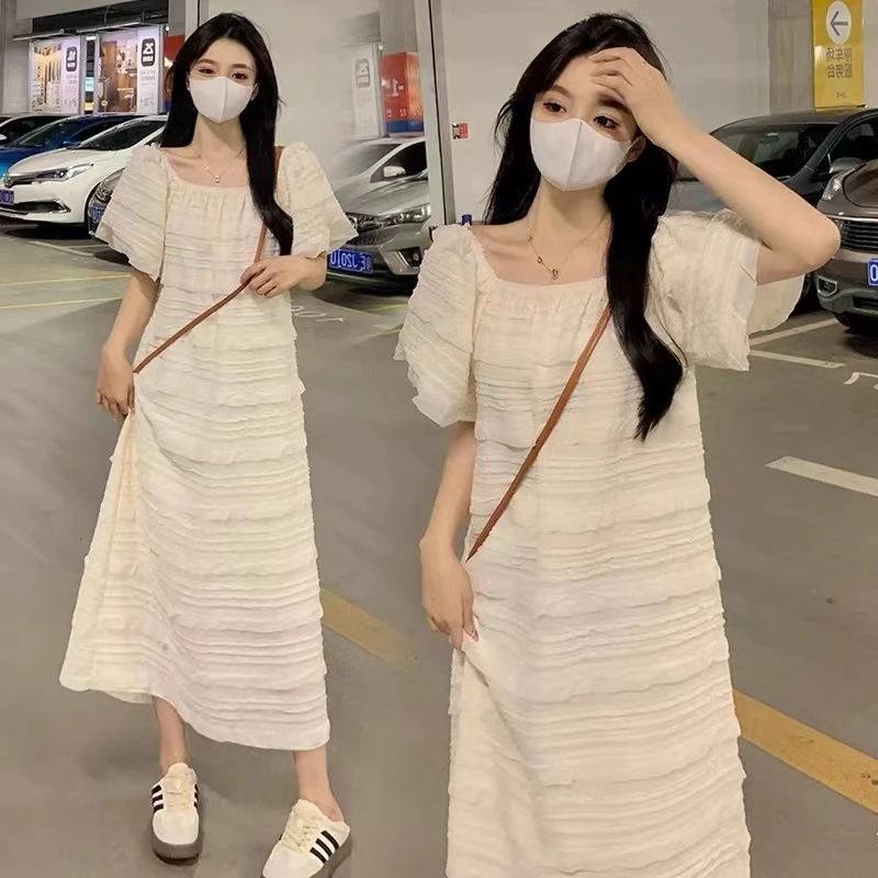 （窦窦家大码女装）宽松超仙显瘦性感连衣裙