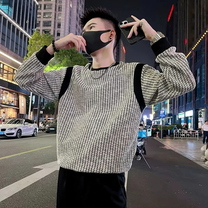 男士卫衣秋冬季潮牌痞帅圆领长袖上衣男装2024新款内搭打底衫