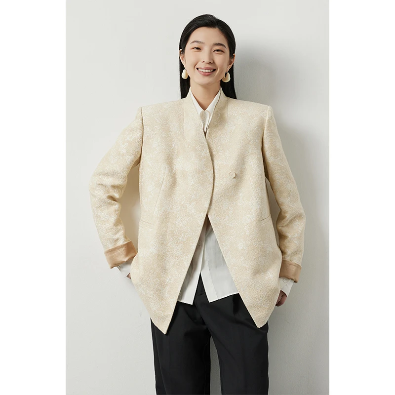 因由 新中式东方感立领新年战袍女外套