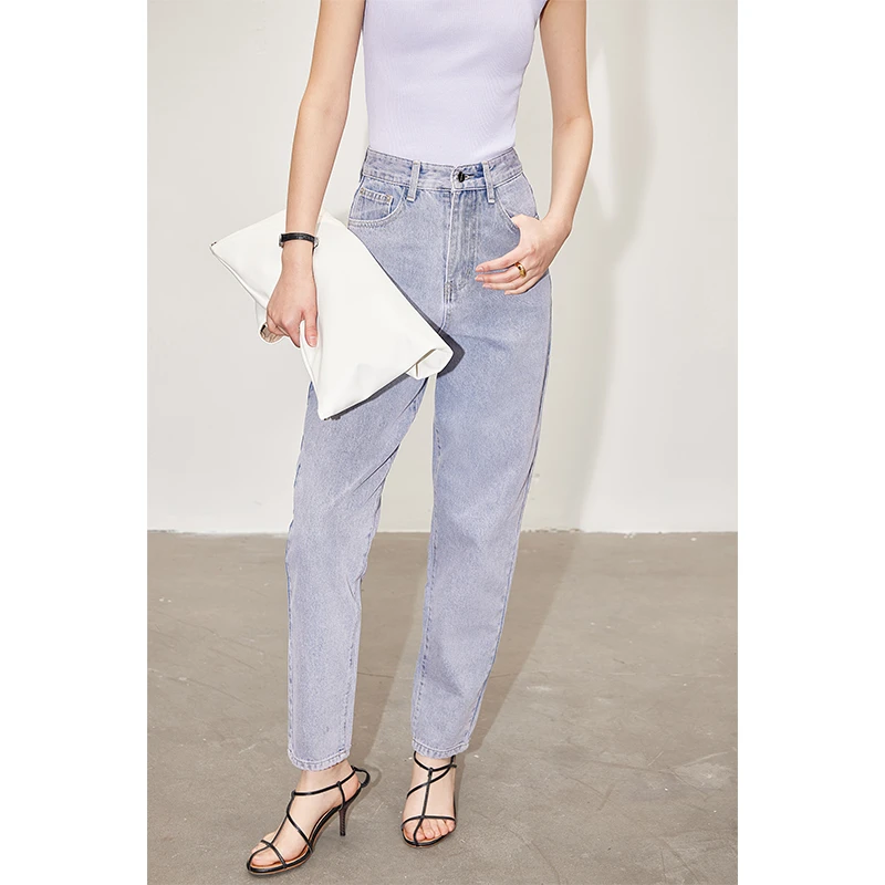 原创设计 高腰宽松九分锥形裤显瘦遮肉裤子女装时尚春季休闲长裤