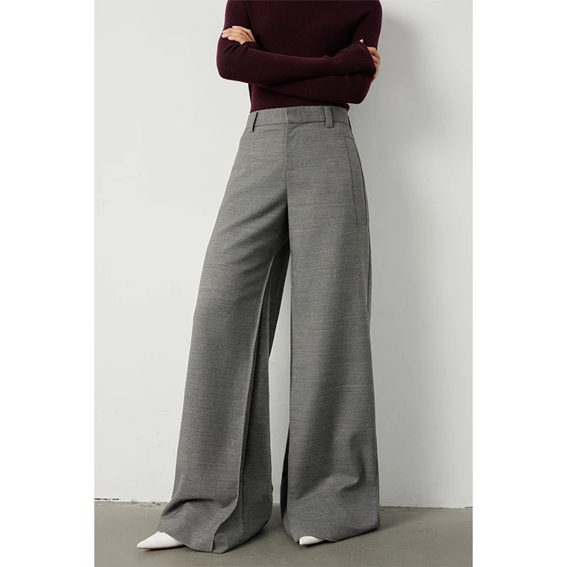 因由 大牌秀场氛围通勤极简直筒阔腿长裤春秋显瘦高腰时尚百搭