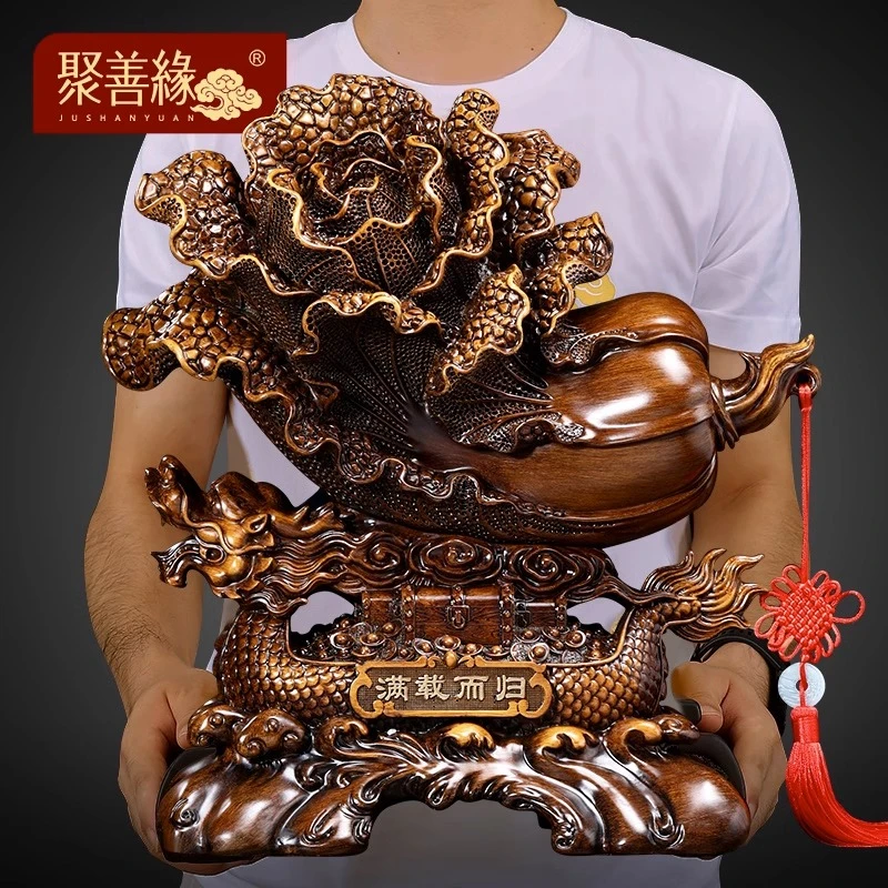 满载而归白菜摆件招财龙头船客厅办公室酒柜装饰品店铺开业礼物