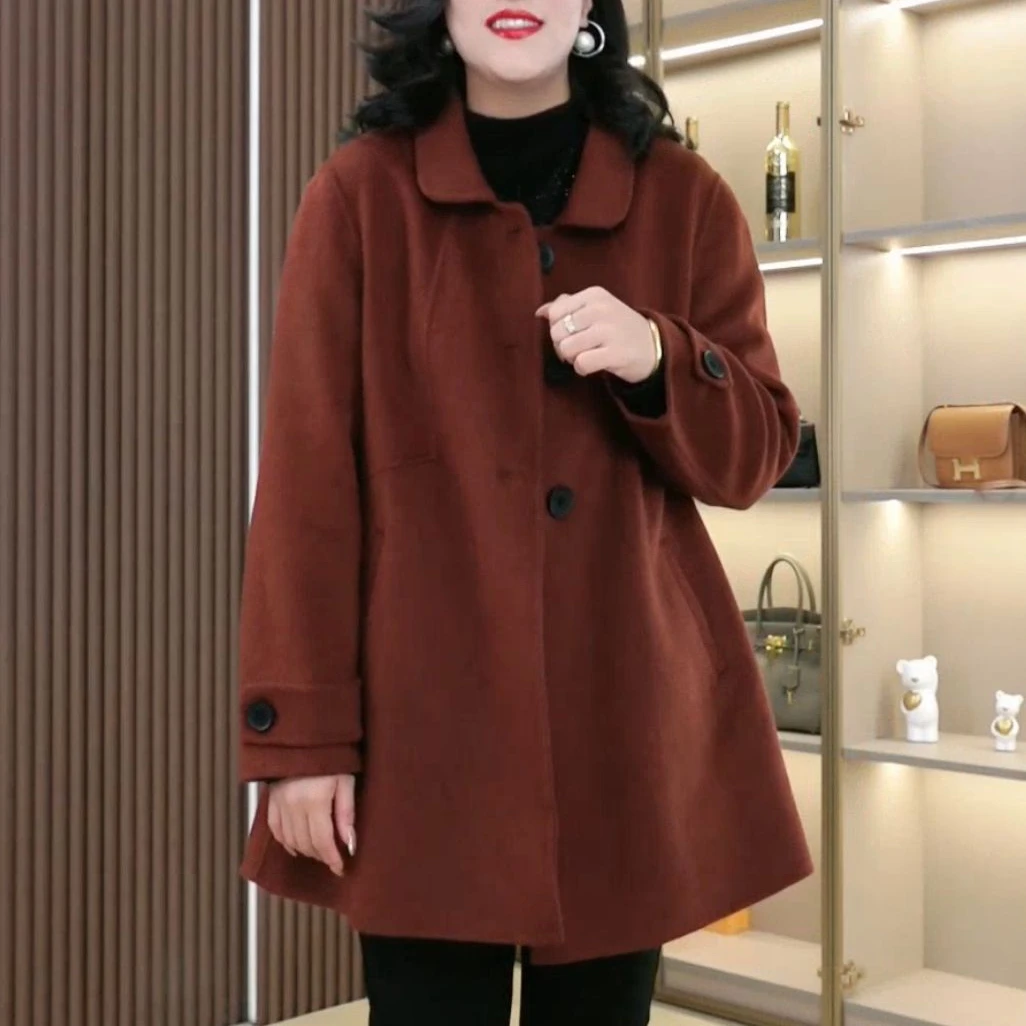 苏兰诺秋冬新款大码女装毛呢时尚洋气百搭宽松气质显瘦外套MN2226