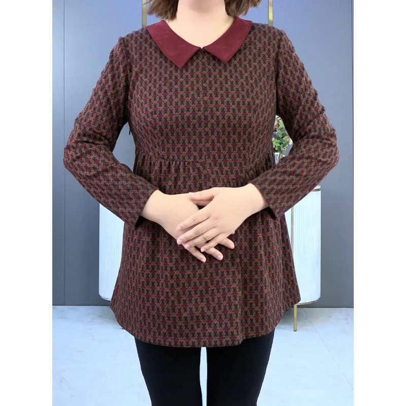 苏兰诺大码女装遮肉显瘦苏兰诺加肥加大妈妈装加绒加厚秋冬圆领