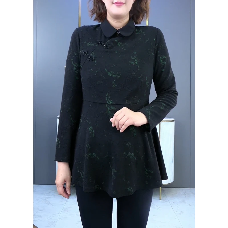 苏兰诺大码女装春装加绒国风遮肉显瘦复古休闲长袖上衣230815提花