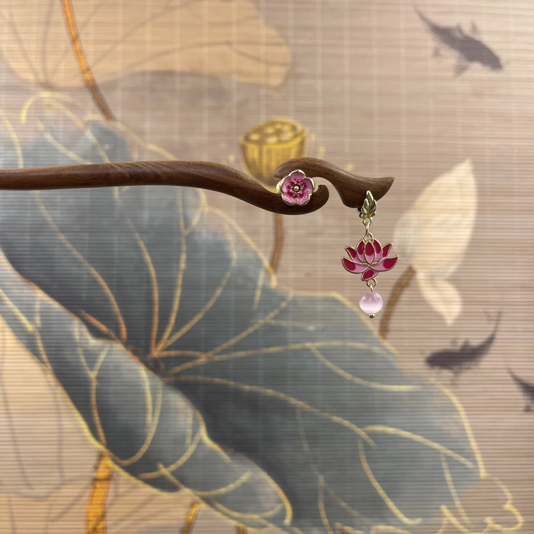 J168气质粉色小花发簪