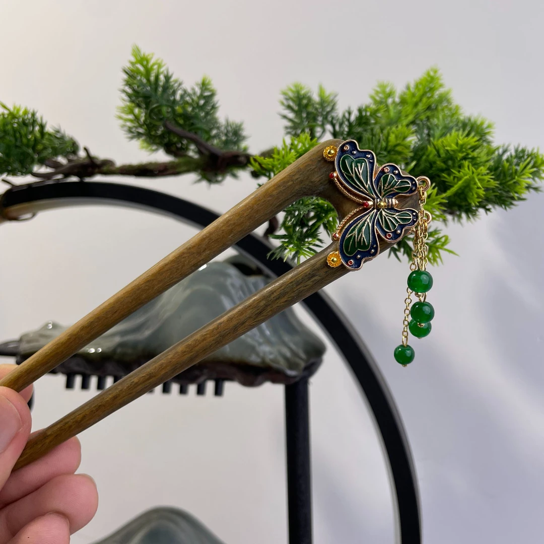 X529紫光檀百搭发簪古风简约古典民族风手工