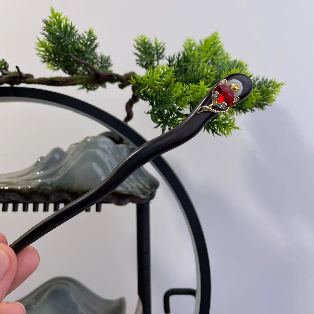 紫光檀木簪子发簪盘发簪发簪子百搭X212