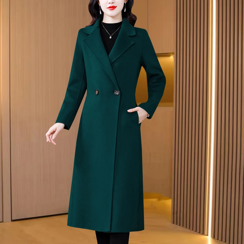 喜婆婆高端时尚双面呢子大衣女中老年毛呢外套妈妈修身显瘦秋冬装