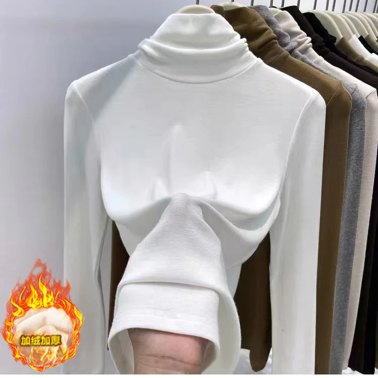高领纯色百搭显瘦加绒/不加绒弹力外穿内搭上衣打底衫