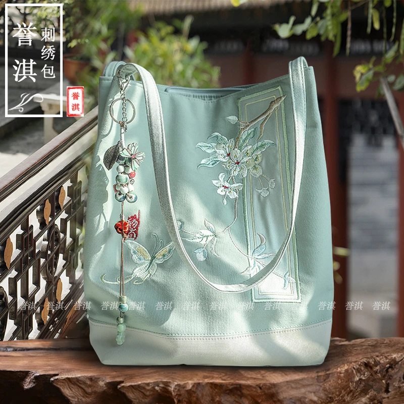 古风绣花单肩包大容量帆布背包中国风日常汉元素民族风国风刺绣仙