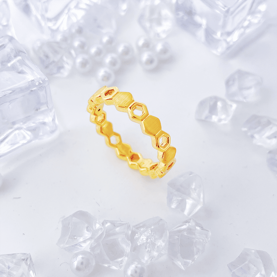 【飘飘严选】足金999 镂空蜂巢戒指 1.24 15#