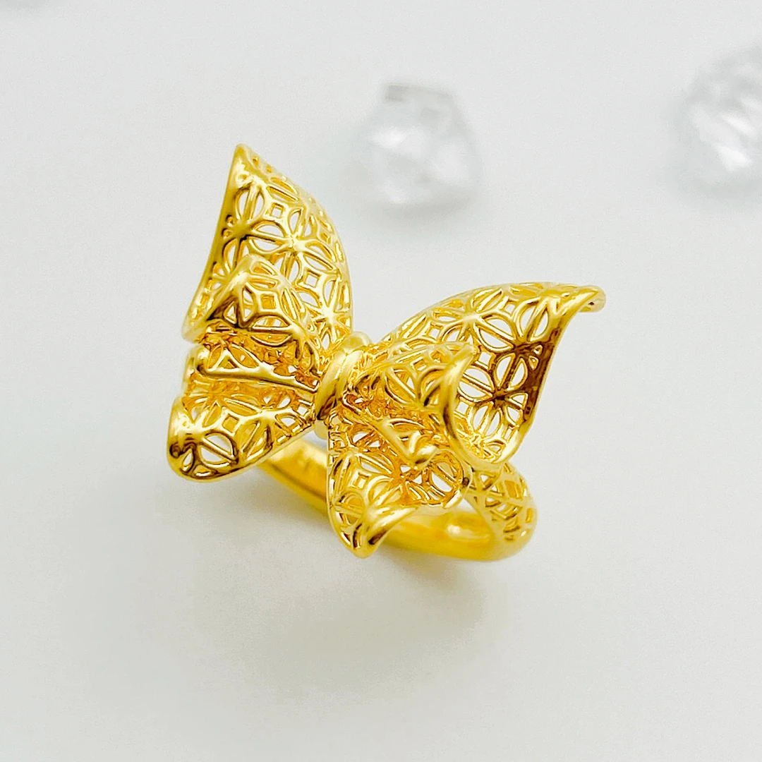 【飘飘严选】足金999 镂空纸翼蝴蝶戒指 3.2 17#
