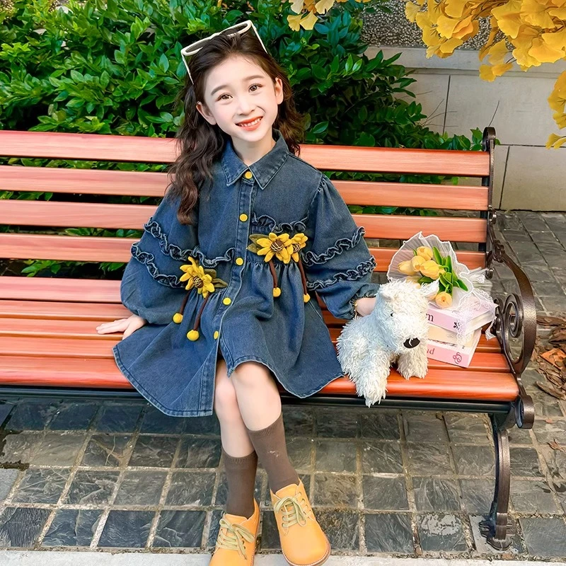 女童秋装2025新款连衣裙儿童春秋季洋气牛仔小女孩女宝宝早秋裙子