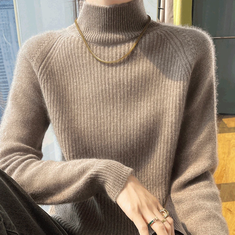 2024新款羊毛衫女加厚高级感针织毛衣半高领内搭宽松羊绒打底衫女