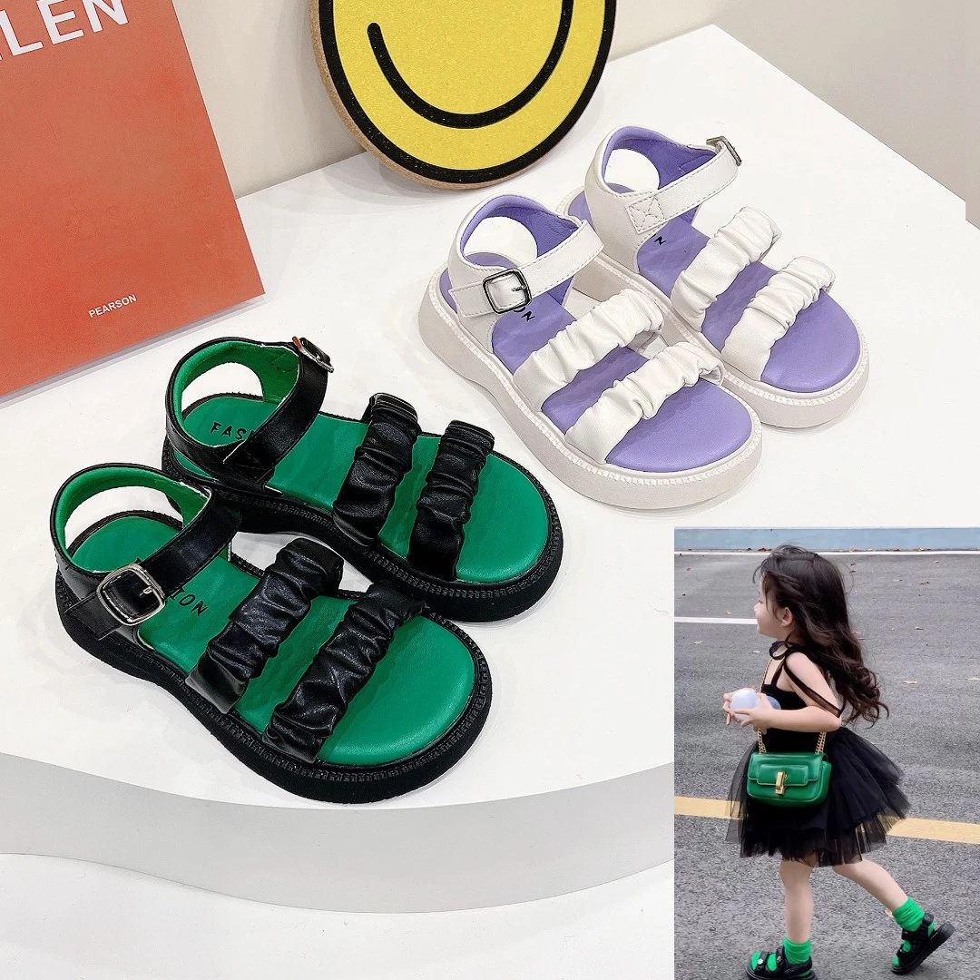 杰西可2603女童凉鞋童鞋2025夏新款时尚小女孩小撞色潮宝学生凉鞋