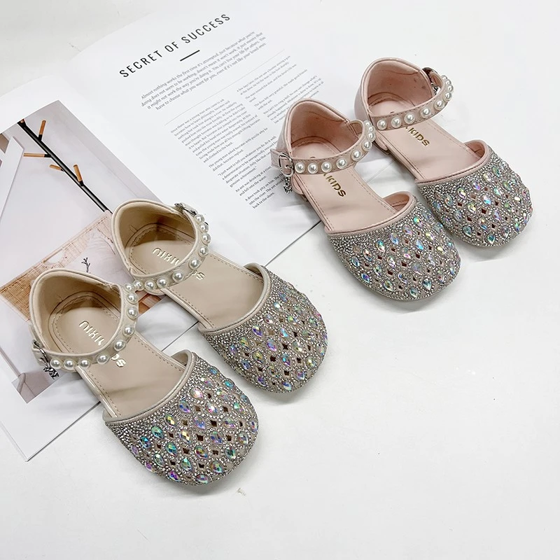 杰西可8809女童凉鞋童鞋2025春夏季新款水钻儿童公主鞋女孩包头鞋