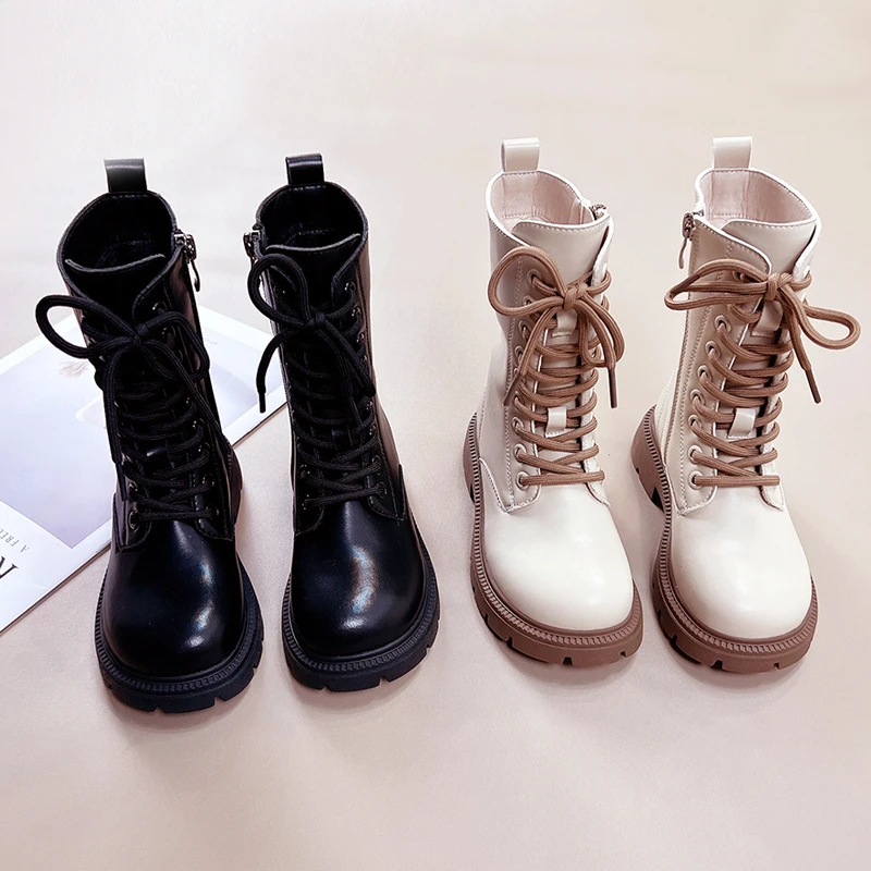 女童鞋子靴子儿童2025秋冬洋气潮款百搭加绒公主中筒长靴杰9120