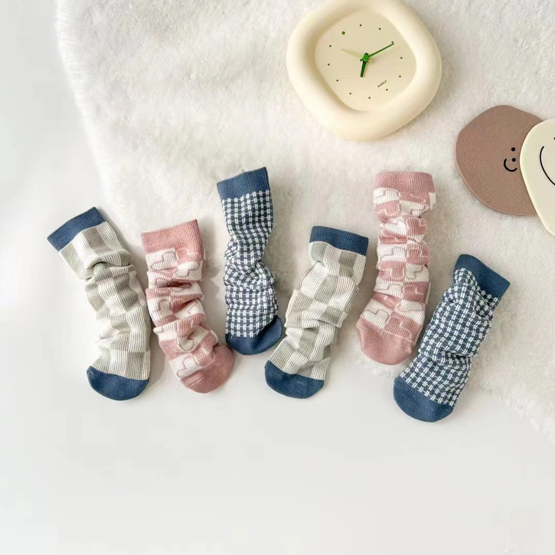 【5双】儿童秋冬双针双路中筒袜均码澳绒直板袜子保暖学生百搭