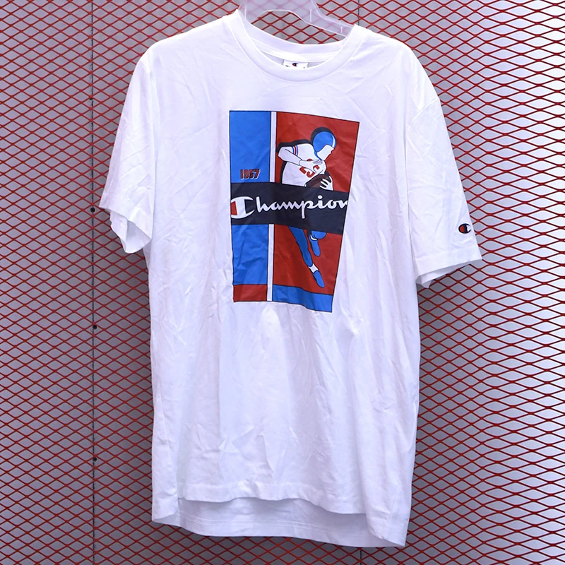 Champion冠军日版橄榄球项目卡通印花短袖男女同款217274WW001