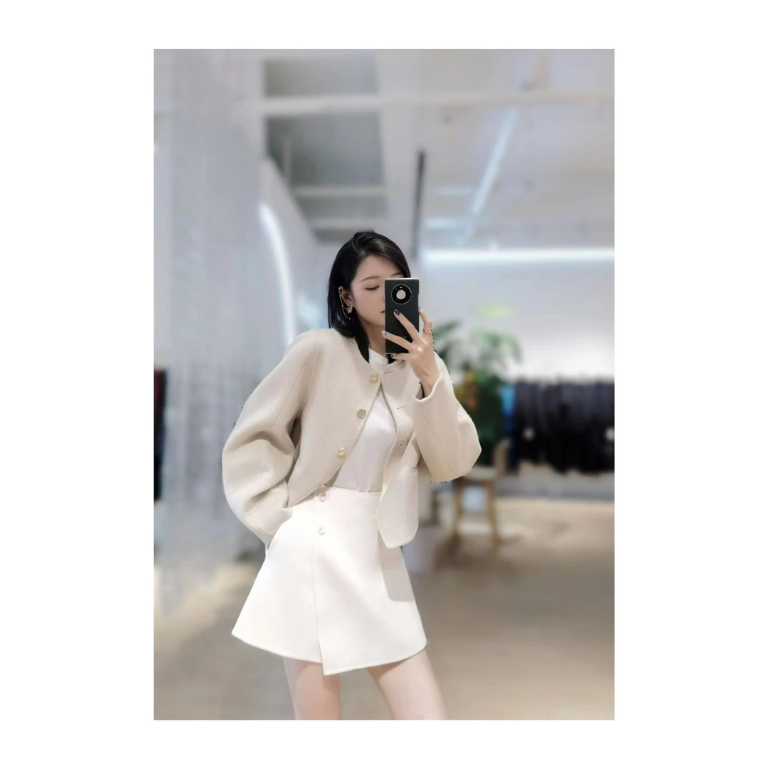 【秋冬粉丝福利】法式复古秋冬百搭高挑显瘦羊毛双面呢手工短裙裤