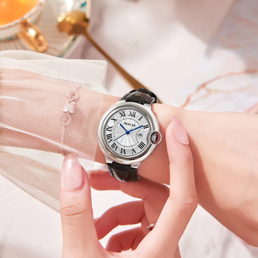 气球系列 女士全自动机械腕表气质皮带款双按蝴蝶表扣+日历（苏苏）