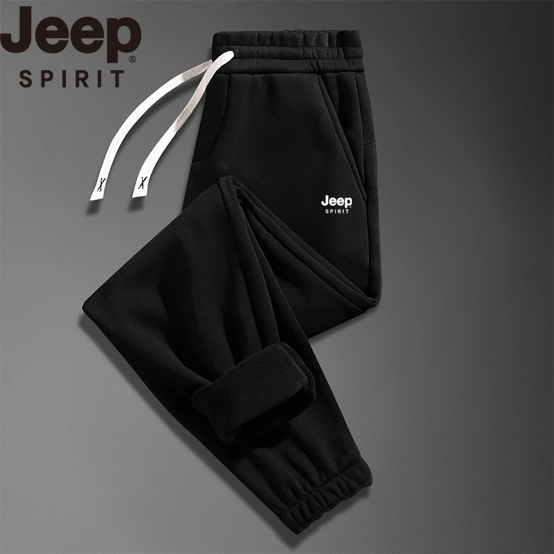 JEEPSPIRIT秋冬加绒卫裤舒适情侣运动休闲裤男女同款卫裤 2001