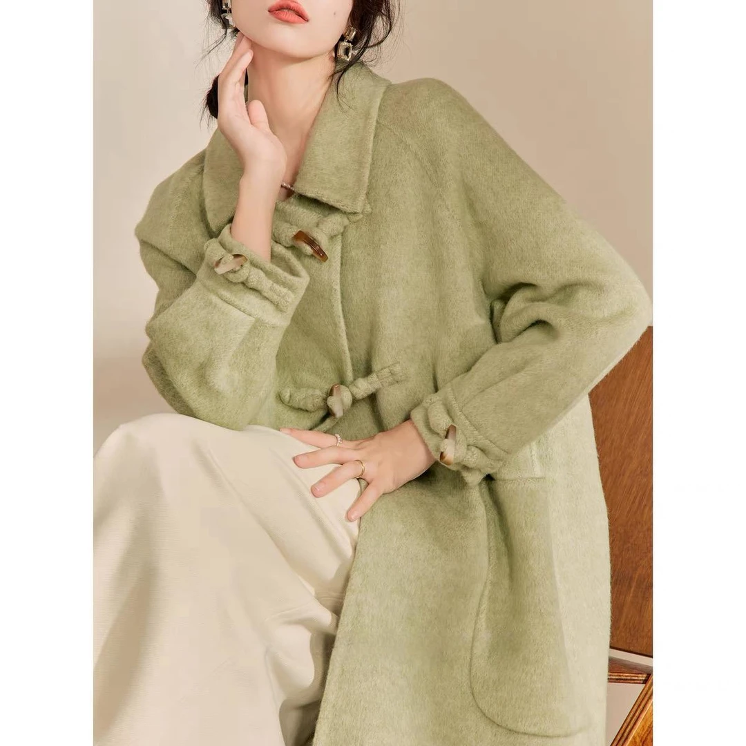 HSTYLE/韩都衣舍【70羊毛】秋冬新款百搭时尚高级宽松毛呢外套大衣