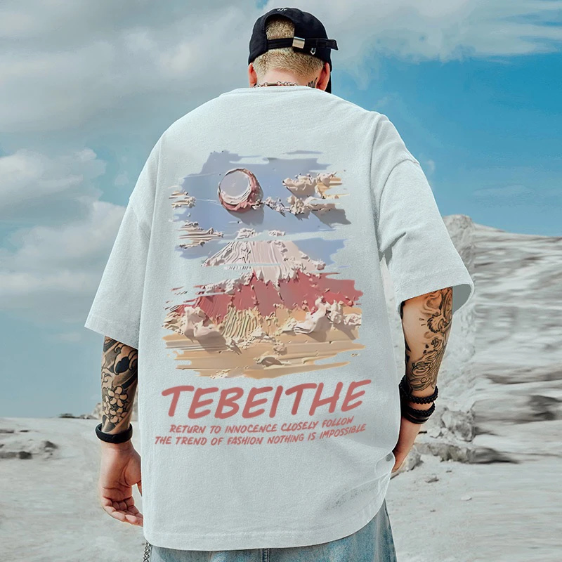 202#重磅潮牌宽松圆领短袖T恤夏季纯棉男女情侣大码休闲半袖上衣