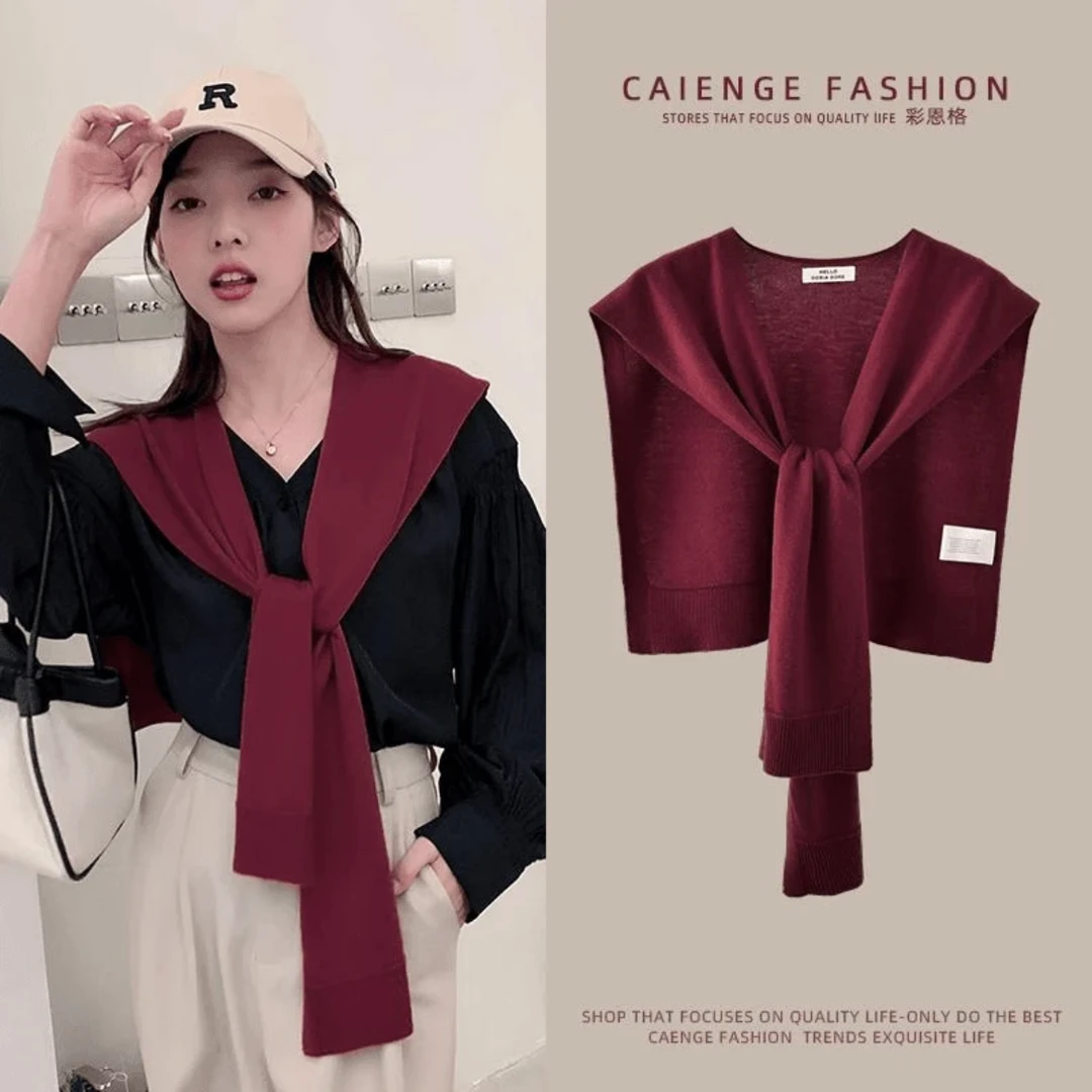春秋冬空调房安哥拉红披肩外搭女2025新款酒红安可拉红百搭搭肩