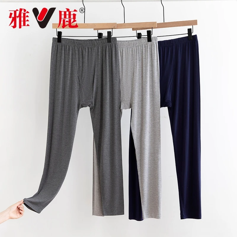 V/雅鹿夏季超薄男士莫代尔秋裤宽松内穿大码薄款线裤松口打底裤